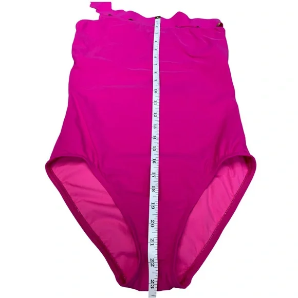 Karla Colletto Hot Pink One Shoulder Scallop One Piece Havana Swimsuit – Size 10 - Picture 9 of 14